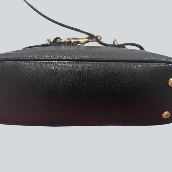 Aventure - Black Leather Bowling Satchel with Gold Hardware - Size Small - Picture 4 of 10